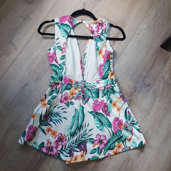 Plunging Tropical Romper - Picture 2 of 6