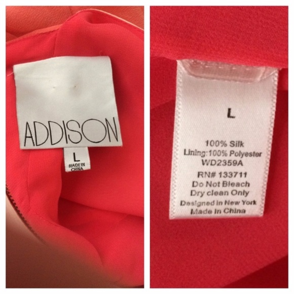 Addison 100% Silk Flirty Dress - Coral/Pink - L - Picture 2 of 2
