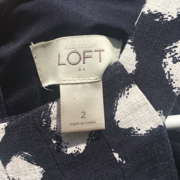 Woven navy polka dot dress LOFT EUC - Picture 5 of 7