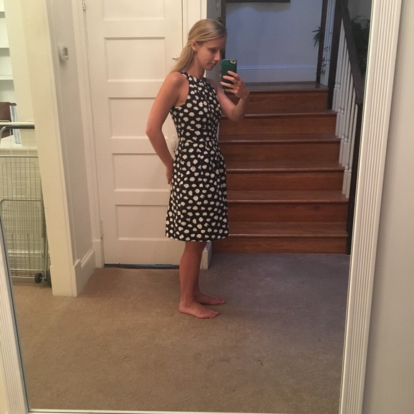 Woven navy polka dot dress LOFT EUC - Picture 7 of 7