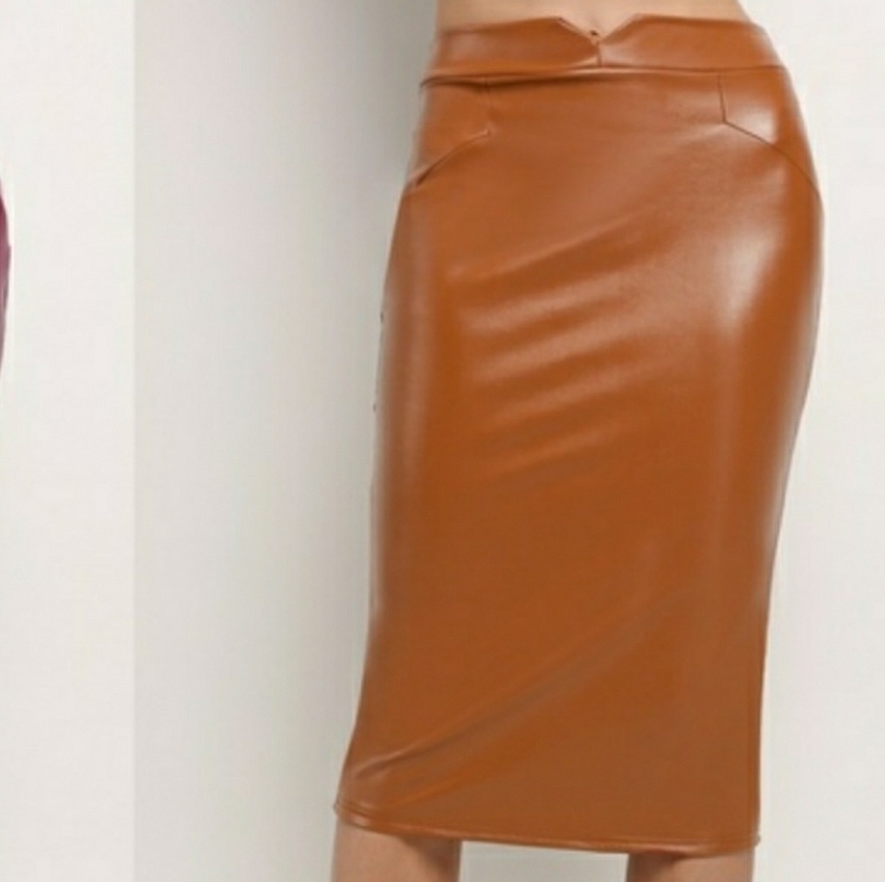 (1) XL LEFT🔥Vegan Leather Skirt (coffee)🔥 - Picture 4 of 7