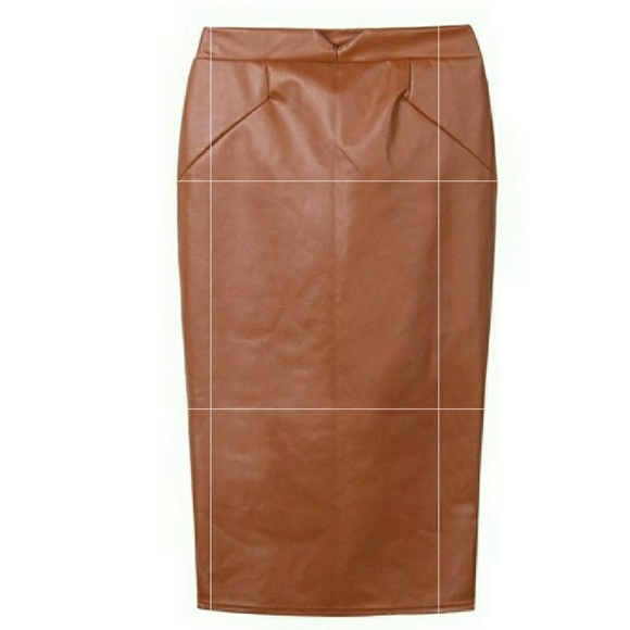 (1) XL LEFT🔥Vegan Leather Skirt (coffee)🔥 - Picture 3 of 7