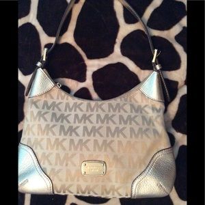 Michael Kors Tan & Gold Monogram Hobo