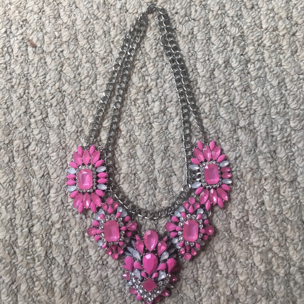 Pink and Silver chunky necklace