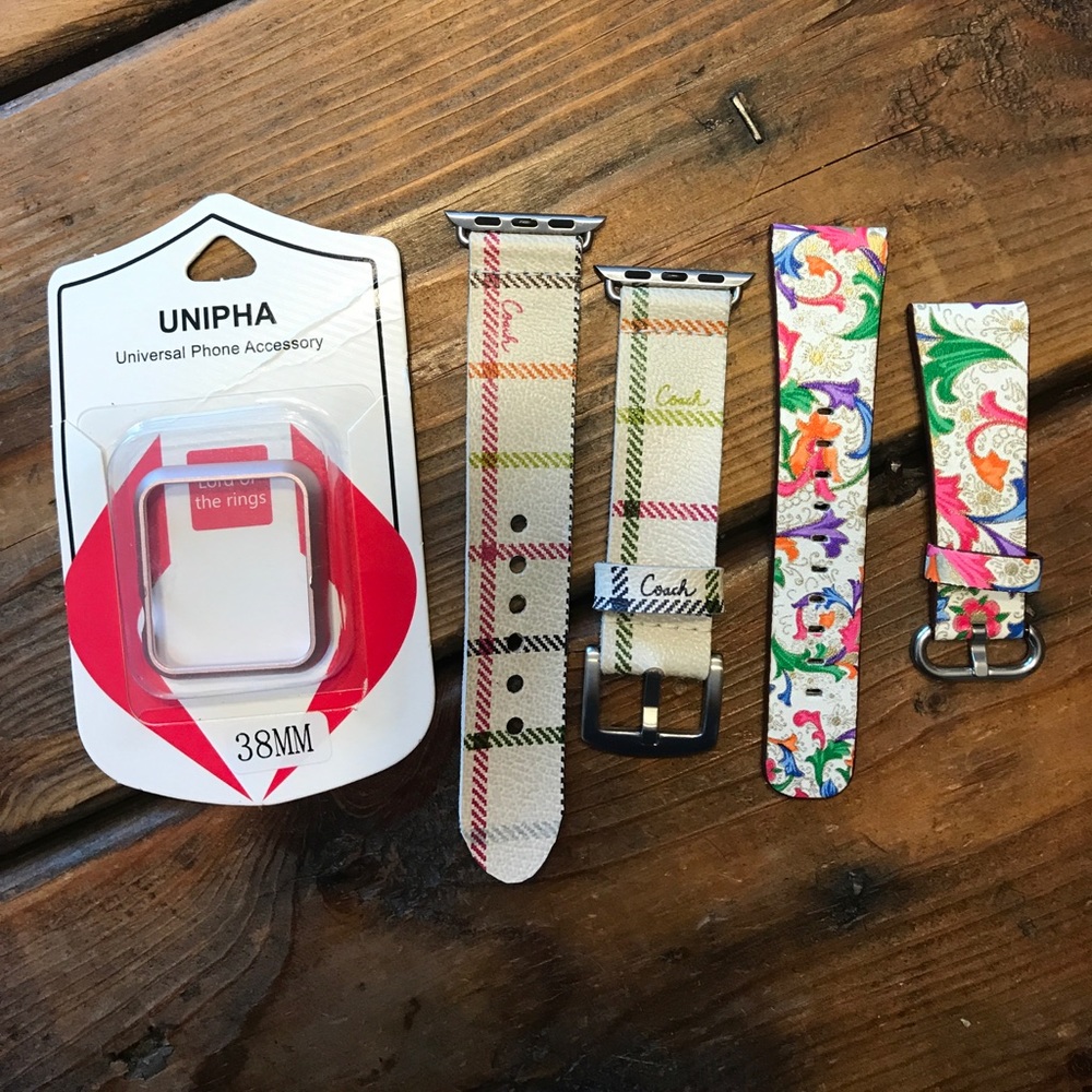 Apple Watch bands and a aluminum rose cover