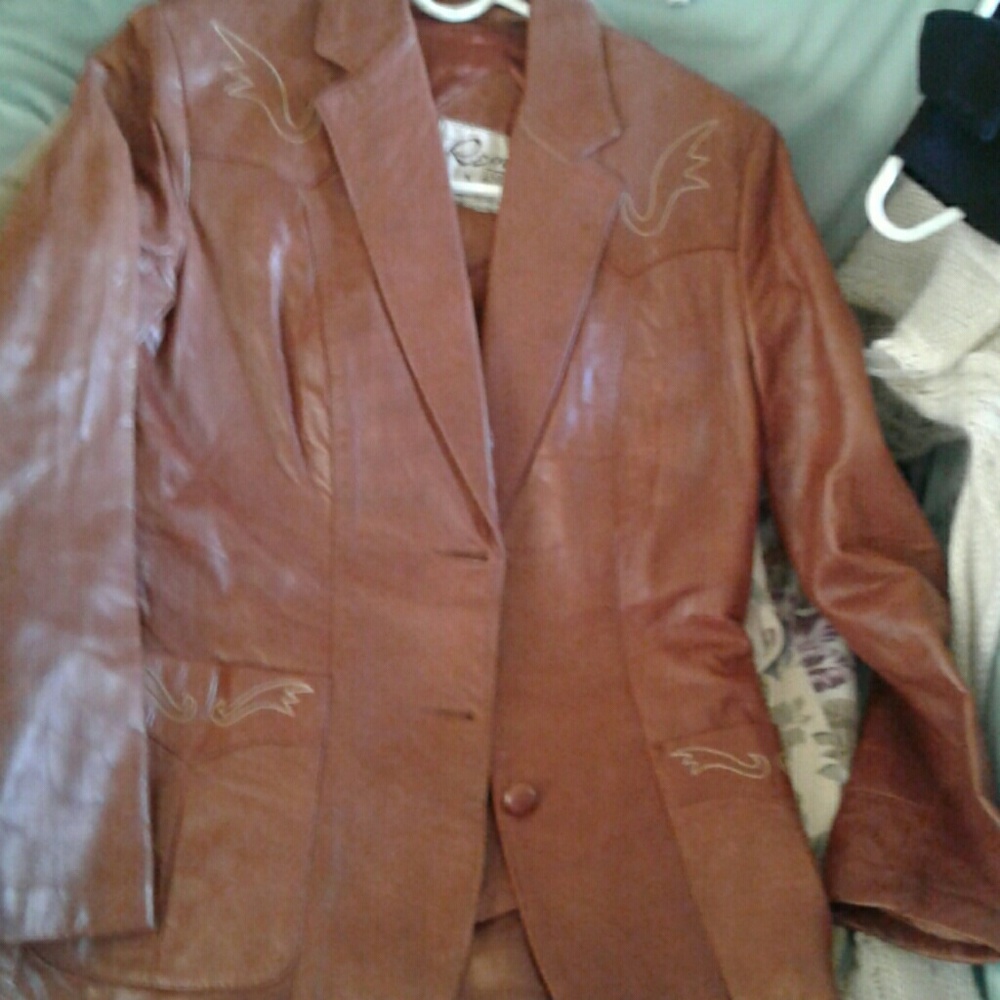 Leather jacket with vest