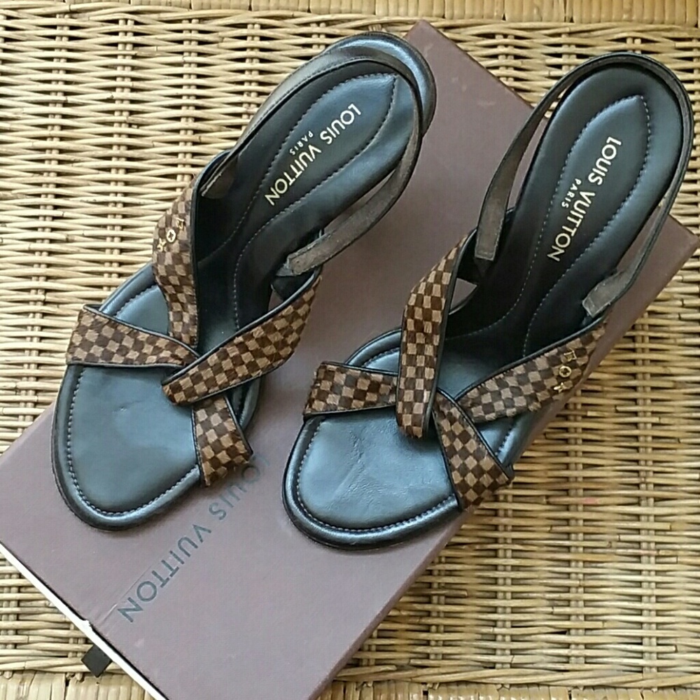 ☆Vintage Louis Vuitton Sauvage calf hair slingback