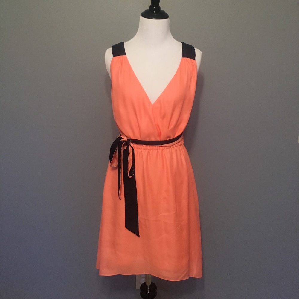 Peach and Navy AE dress w/Bow back