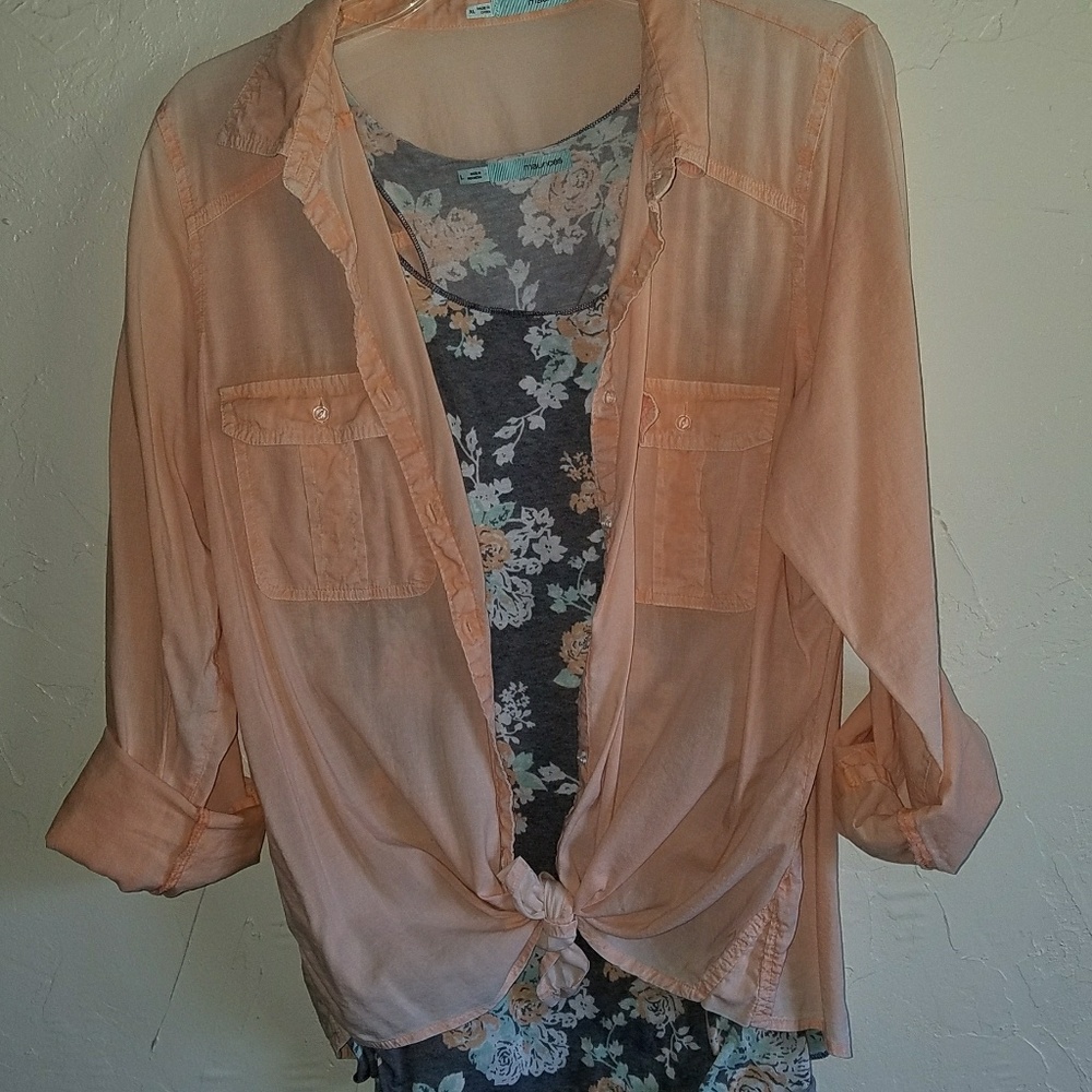 Maurices LS button down xl shirt with tank