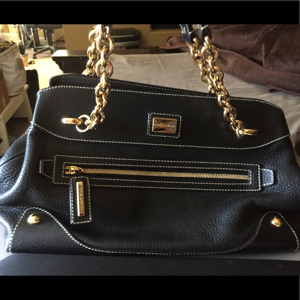 Dolce& Gabbana Black Pebbled Leather satchel.