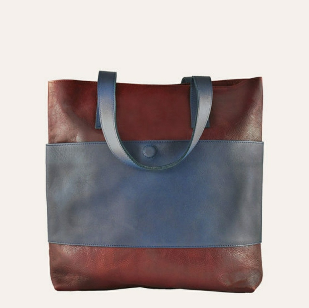 KIKO LEATHER BROWN TELEGRAPH TOTE