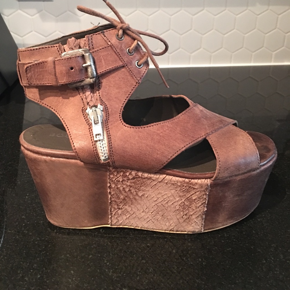 Boutique 9 brown leather ankle platform sandals
