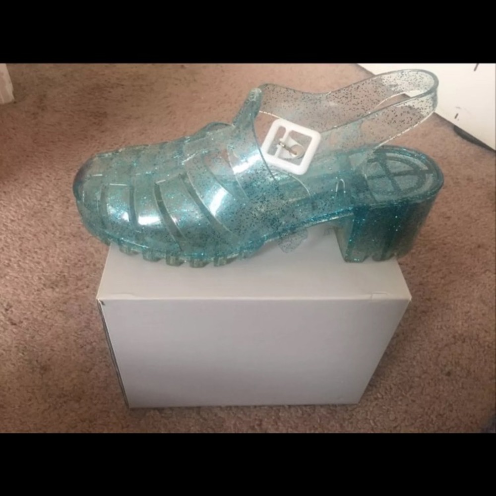 Teal juju jelly sandals