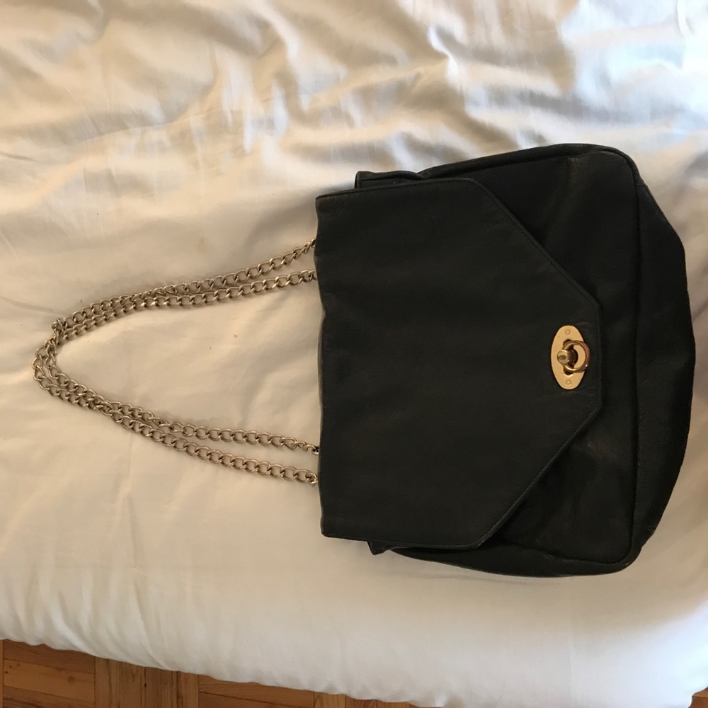 Black bag with gold chain