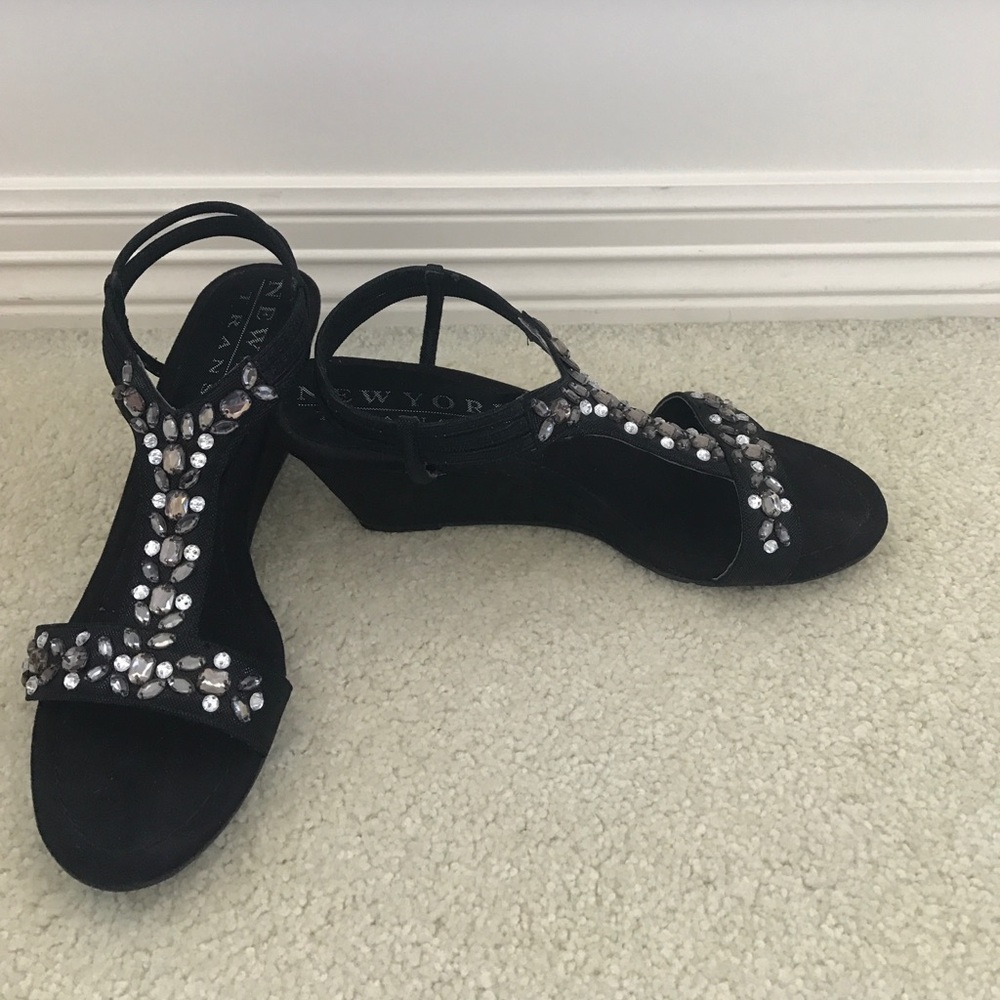 New York Transit black jewel heels
