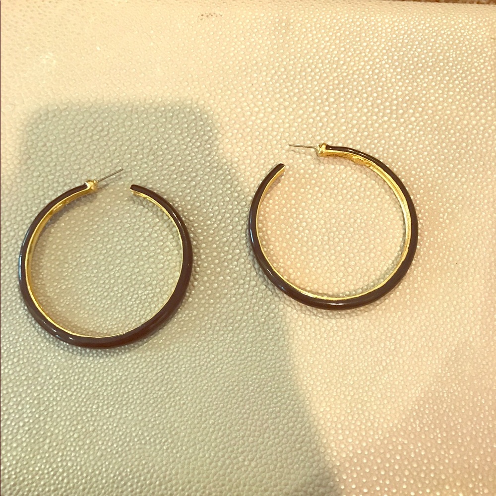 Black and gold large hoops