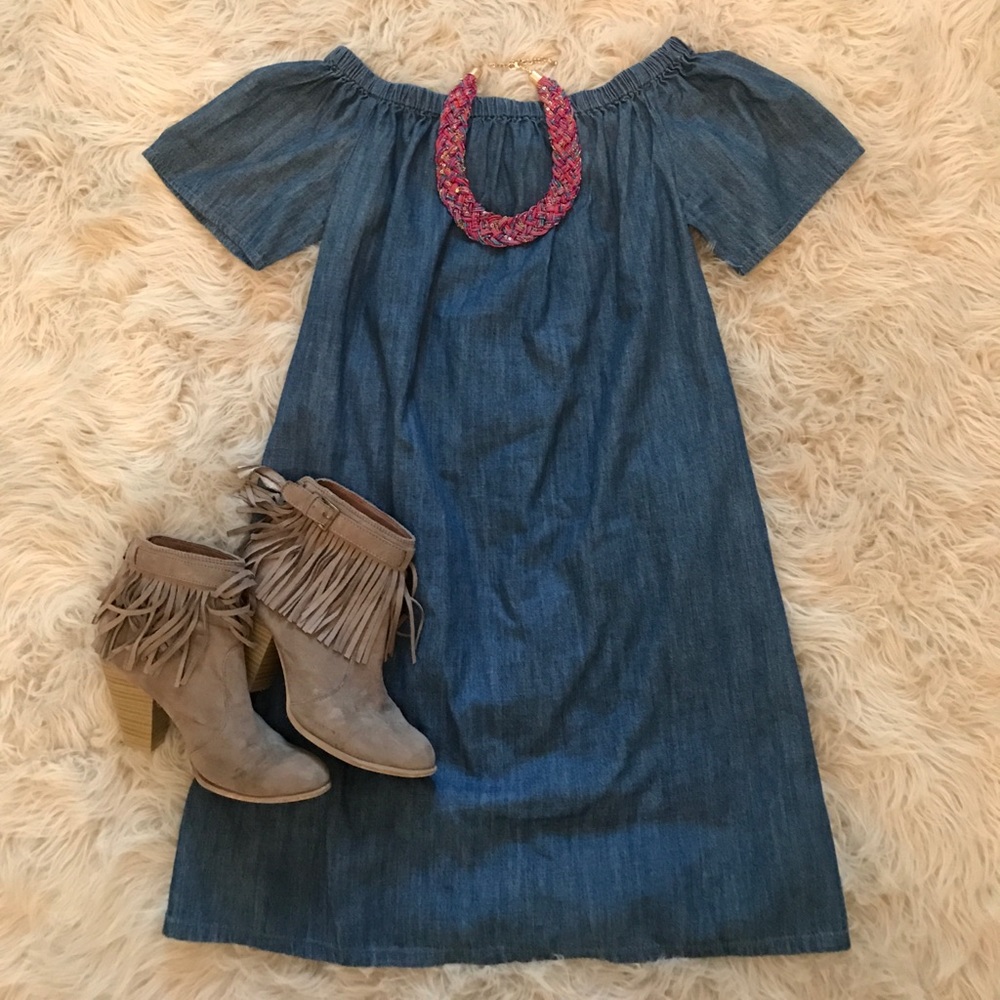 Merona chambray off the shoulder dress
