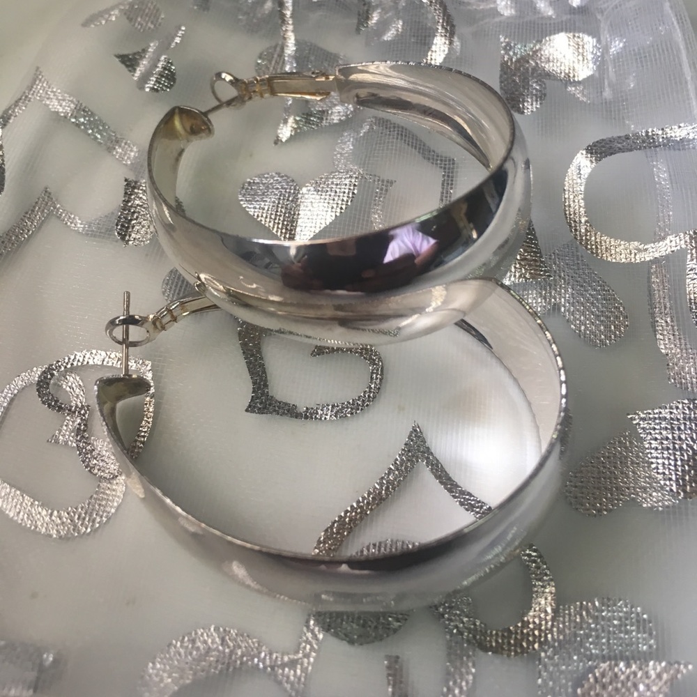 Silver Oval Large Hoops