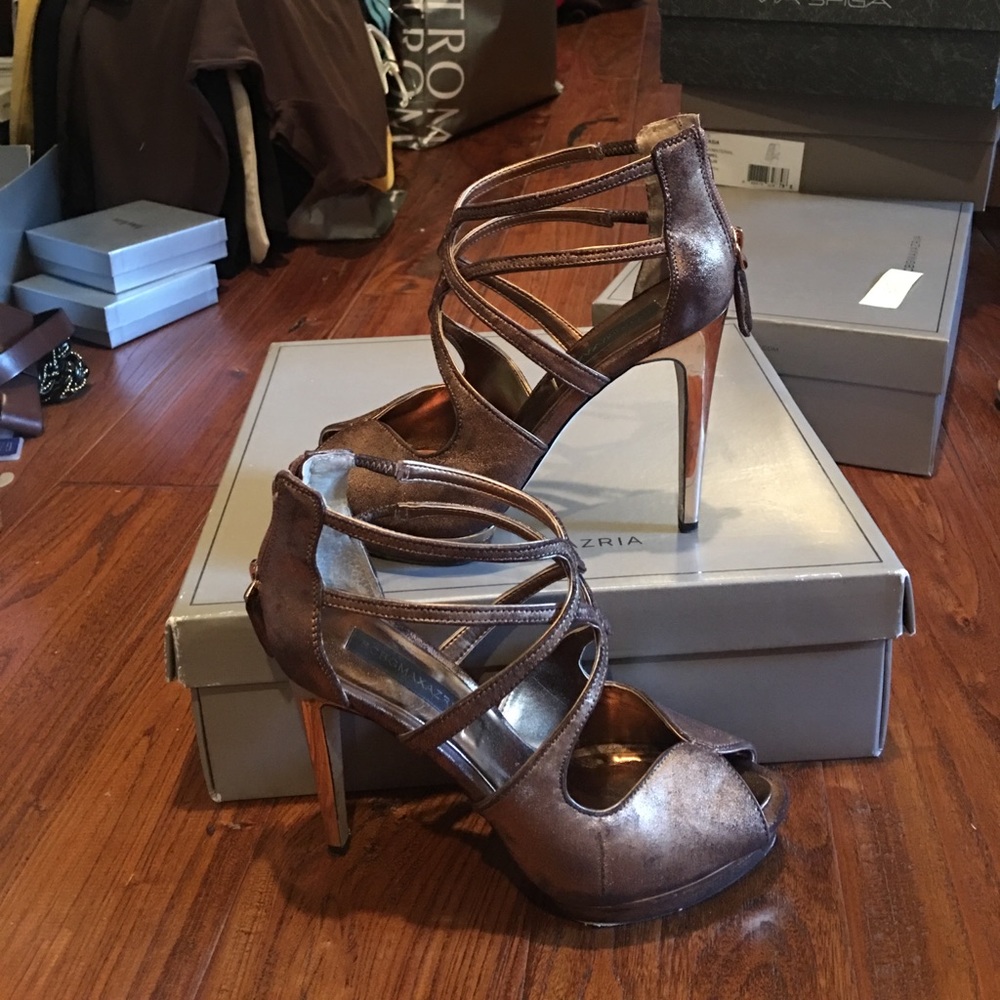 BCBG Bronze Strappy Heels