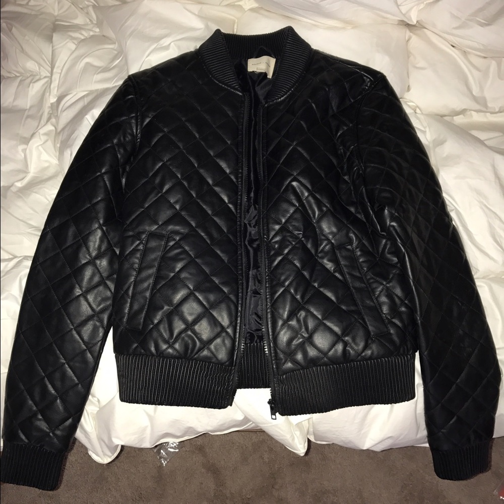 Urban Outfitters Black Quilted Faux Leather Jacket