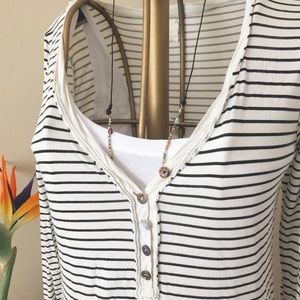 Anthropologie Striped Henley by T.La - Small