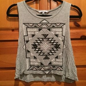 Charlotte Russe Grey Tribal Crop Top