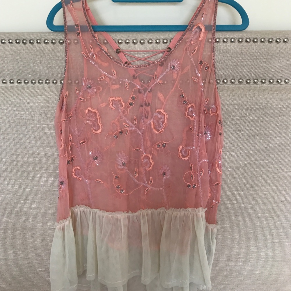 Free People Sleeveless Sheer Tunic Size M