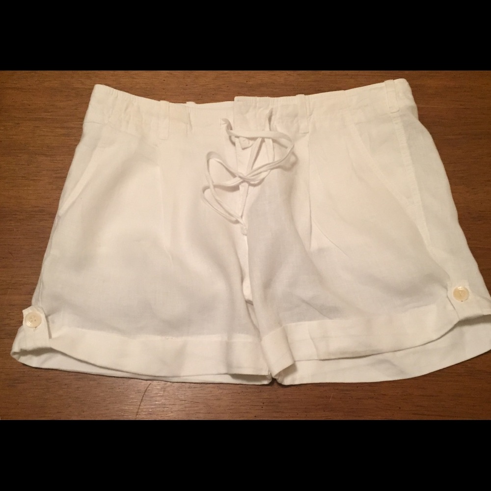Vince White Linen Summer Shorts Size Medium