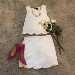 Living doll white two piece scalloped set