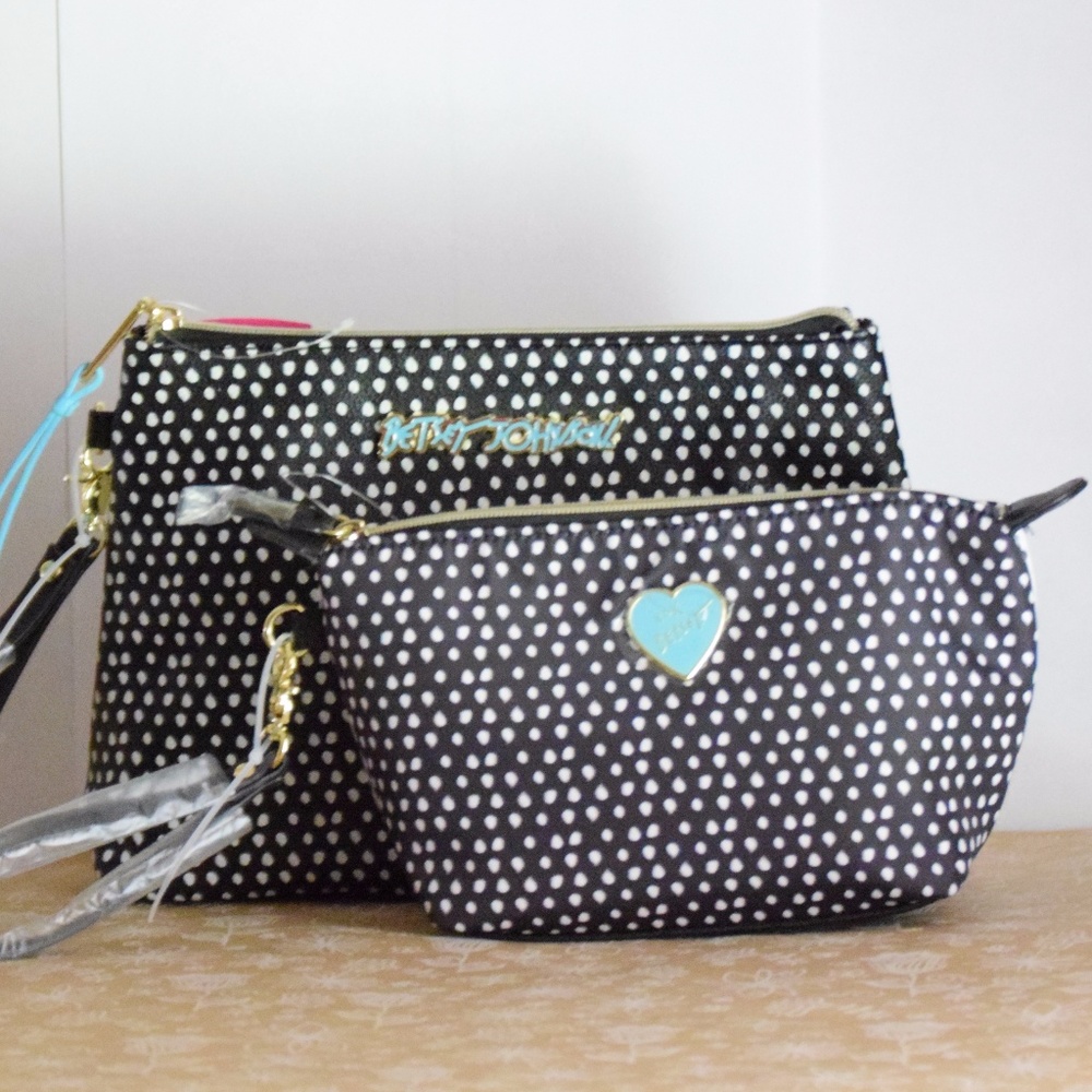 Betsey Johnson Set of 2 Matching Wristlet Bags