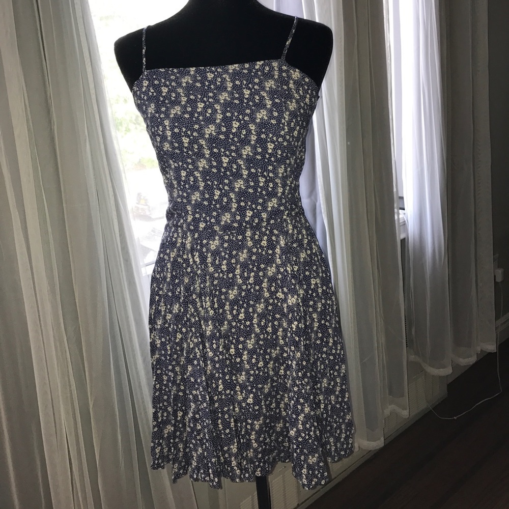 Blue and White Floral Dot Vintage Havana Dress