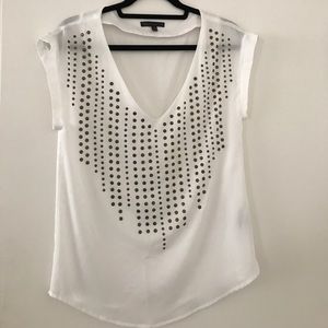 White silly blouse with gold beading