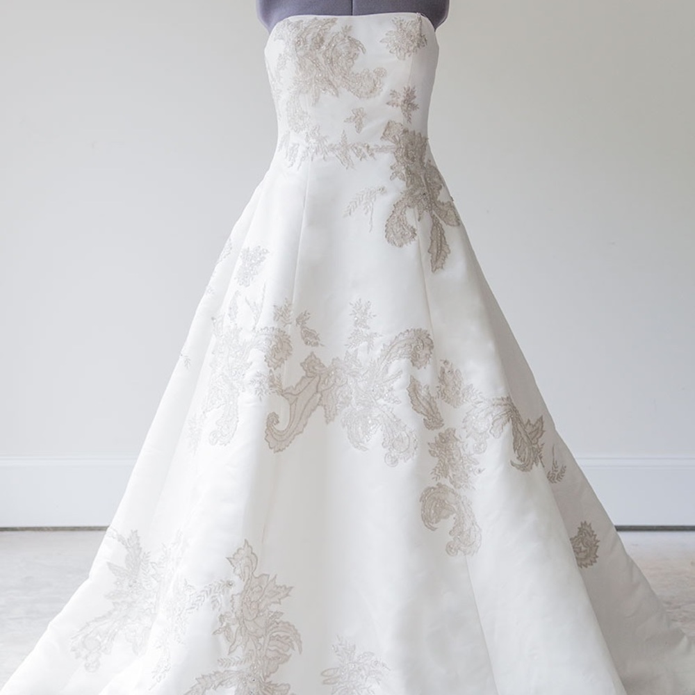 Oleg Cassini Lace Peek-a-Boo Back Wedding Dress