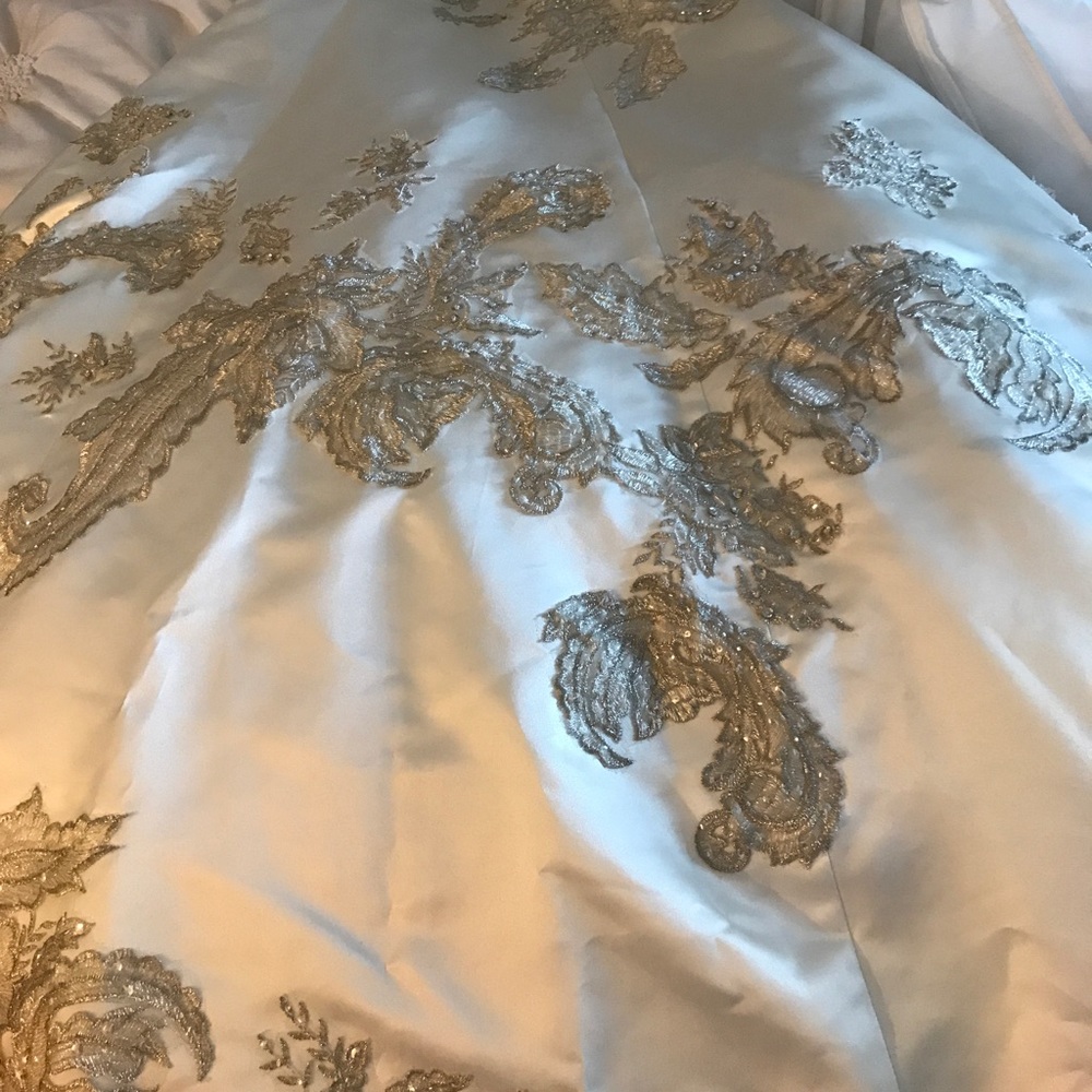 Oleg Cassini Lace Peek-a-Boo Back Wedding Dress - Picture 4 of 9