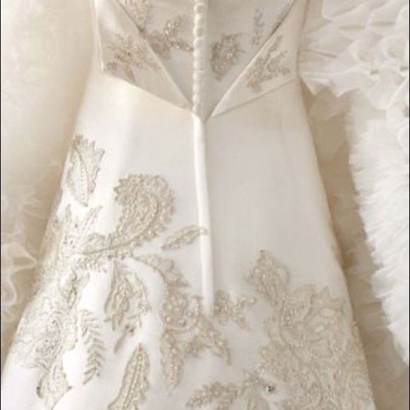 Oleg Cassini Lace Peek-a-Boo Back Wedding Dress - Picture 3 of 9