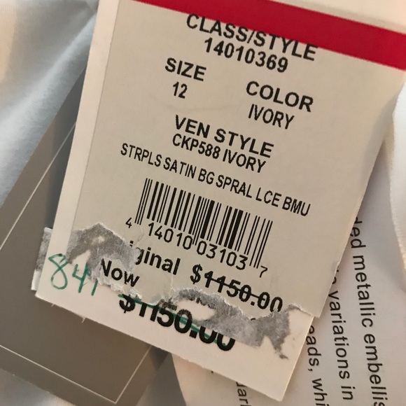 Oleg Cassini Lace Peek-a-Boo Back Wedding Dress - Picture 6 of 9