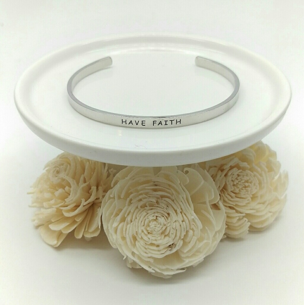Silver "Have Faith" Bangle