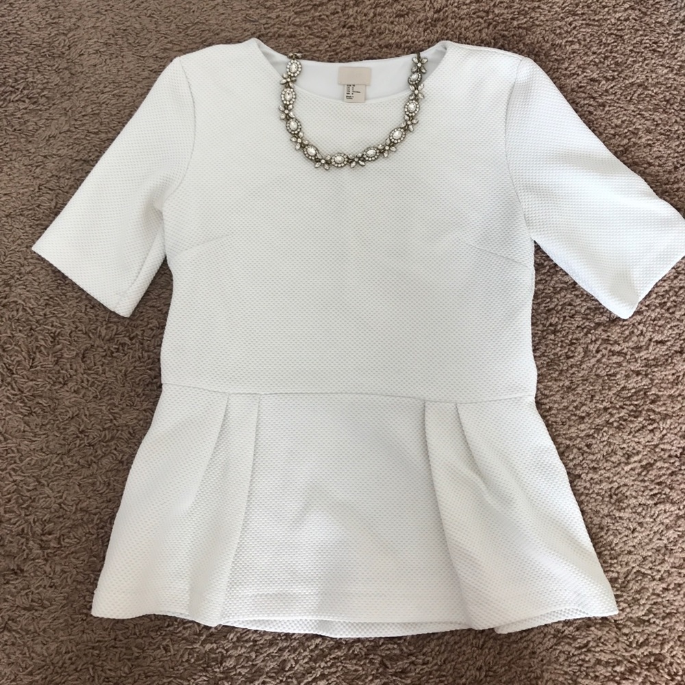 Peplum H & M White Top Size 8