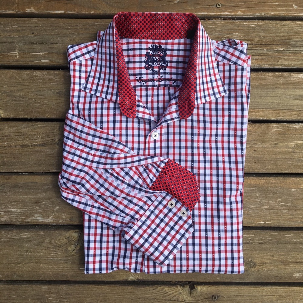 Blue and Red Plaid Dress Shirt || English Laundry