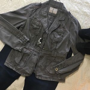 Juniors Aeropostale gray military style jacket