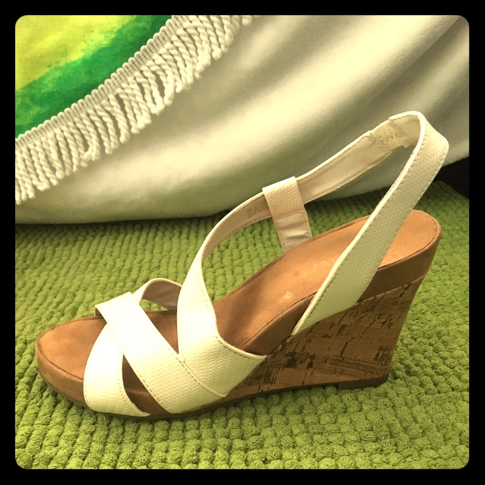 White Strappy Wedges