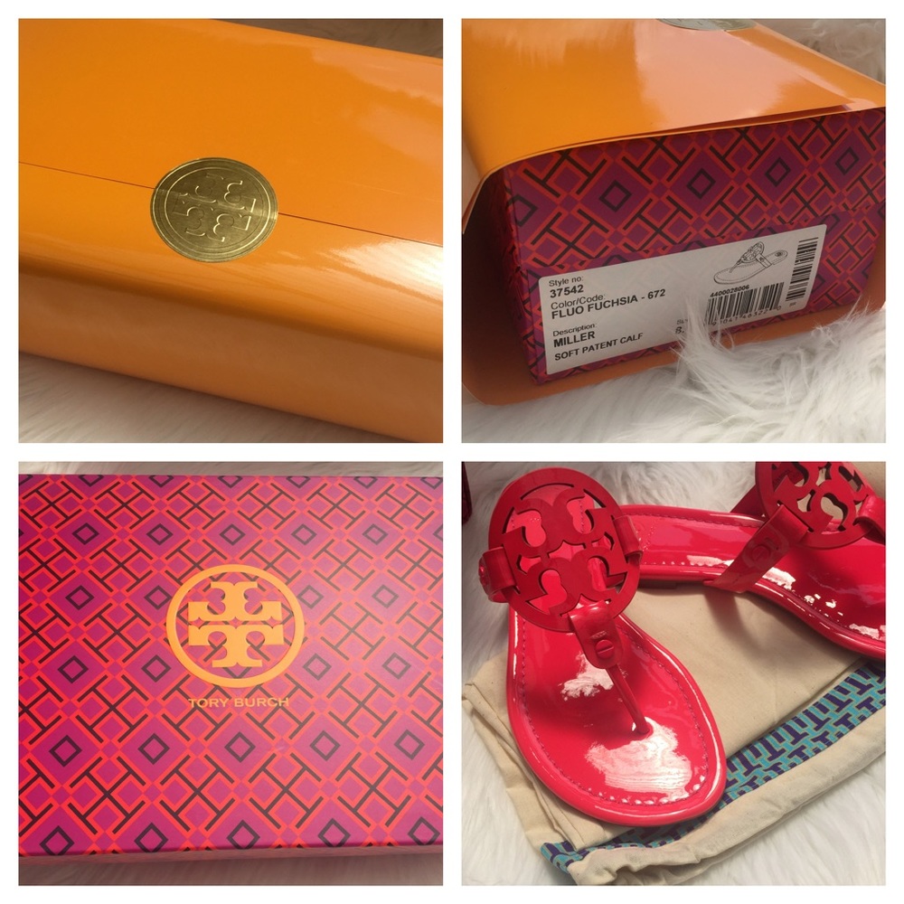 Tory Burch Fluorescent Fuchsia Pink Miller Sandals - Picture 7 of 8