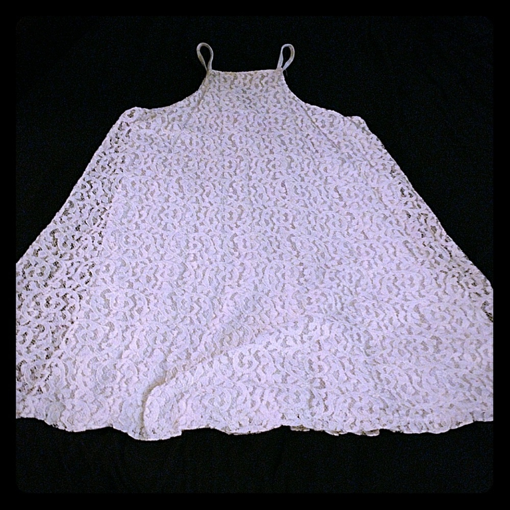 Peach Royal slip on lace dress, halter top