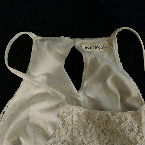 Peach Royal slip on lace dress, halter top - Picture 4 of 6