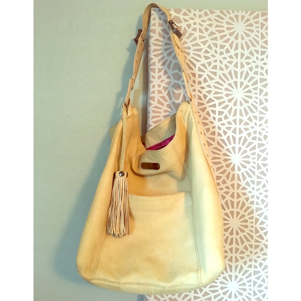 Betsey Johnson large leather studded bucket bag