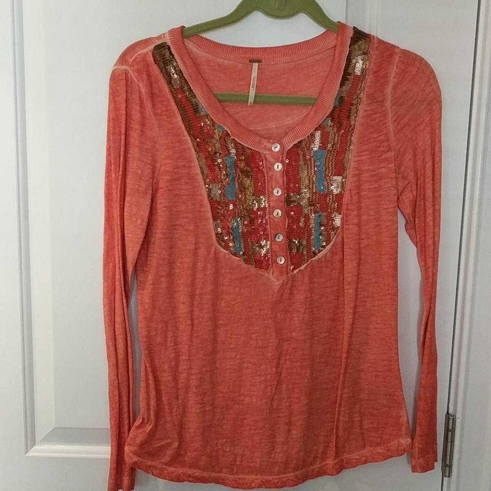 Orange Free People embelished long sleeve tshirt