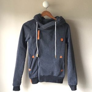 Women's Asymmetrical Zip Dark Grey Hoodie