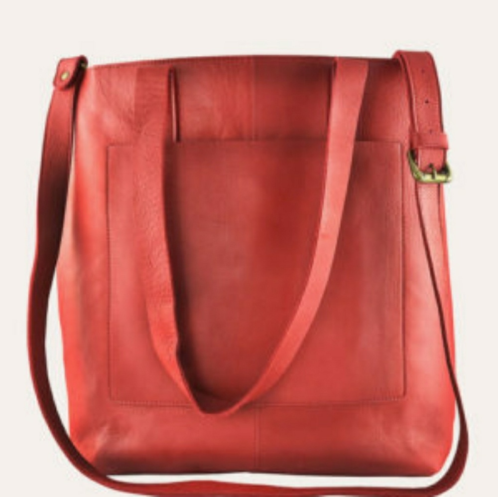 KIKO LEATHER RED JOURNALIST TOTE