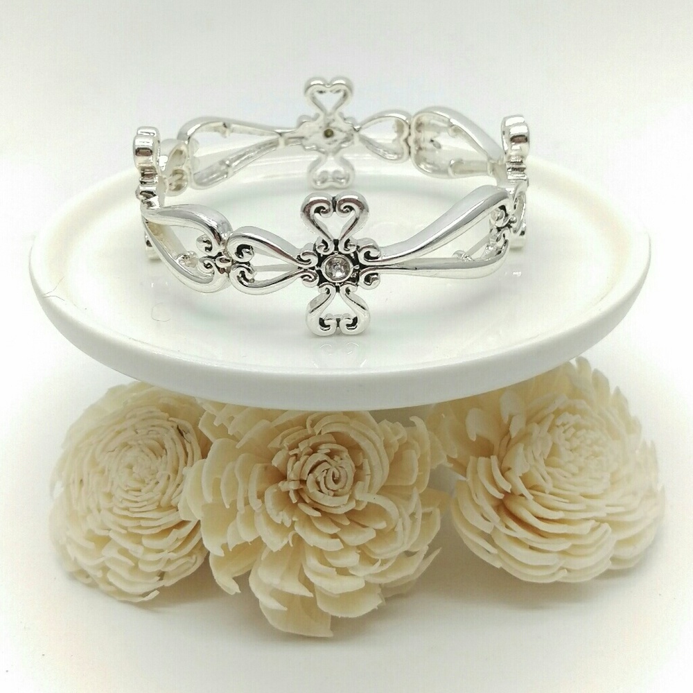 Silver Cross Stretch Bracelet