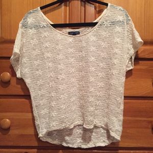 American Eagle Cream Lace Top